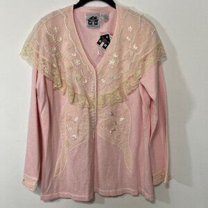 NWT Storybook Knits “Soft Fluttering” Sweater w/Tank, Size L – Beautiful Lace